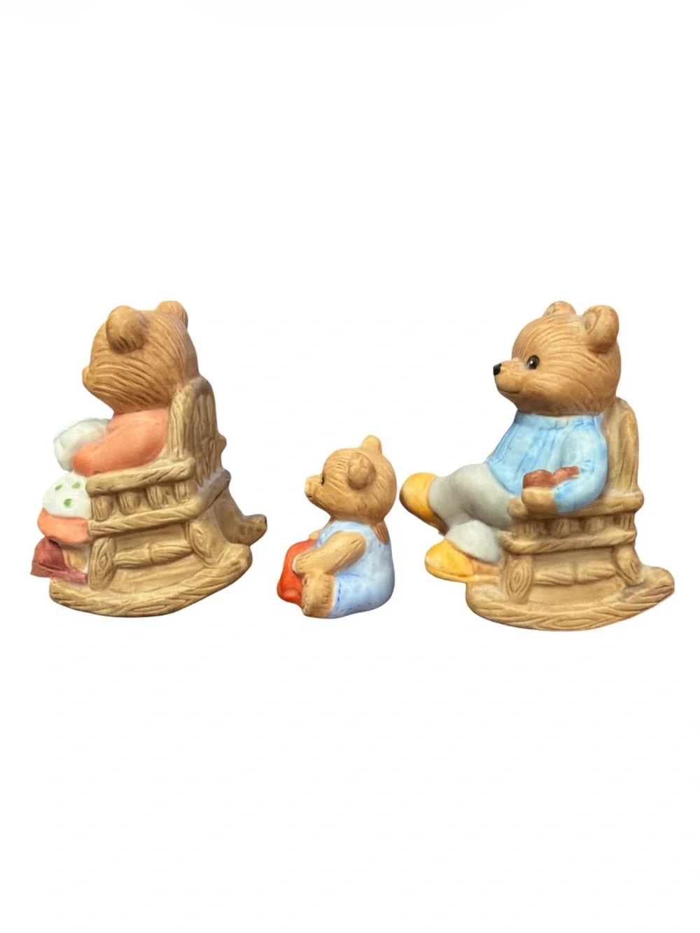 Pristine Vintage Homco Bear Family Figurine Set #1470 Complete 3-Piece